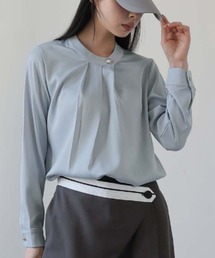 シルクタッチボタンブラウス