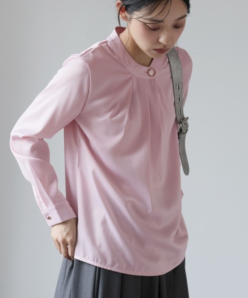 Ulysses(ユリシス)の「シルクタッチボタンブラウス(シャツ/ブラウス・レディース・ホワイト/ベージュ/グレー/ブルー/ブラック/ミント/ライトピンク・M/L)」の7枚目の写真