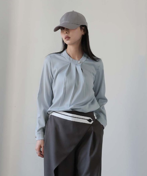 Ulysses(ユリシス)の「シルクタッチボタンブラウス(シャツ/ブラウス・レディース・ホワイト/ベージュ/グレー/ブルー/ブラック/ミント/ライトピンク・M/L)」の17枚目の写真