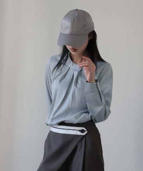 Ulysses(ユリシス)の「シルクタッチボタンブラウス(シャツ/ブラウス・レディース・ホワイト/ベージュ/グレー/ブルー/ブラック/ミント/ライトピンク・M/L)」の19枚目の写真