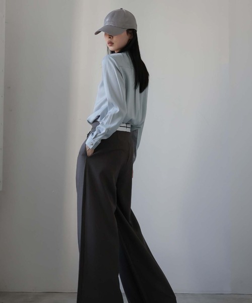 Ulysses(ユリシス)の「シルクタッチボタンブラウス(シャツ/ブラウス・レディース・ホワイト/ベージュ/グレー/ブルー/ブラック/ミント/ライトピンク・M/L)」の20枚目の写真