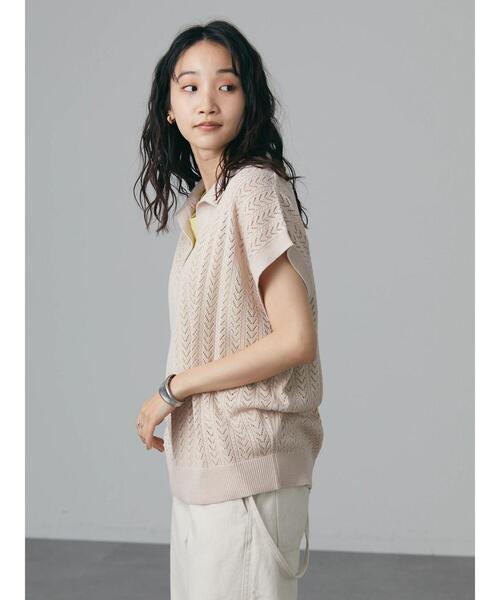 CRAFT STANDARD BOUTIQUE（クラフトスタンダードブティック）の「透かし柄スキッパーニットプルオーバー　＊◆（ニット/セーター・レディース・チャコールグレー/アイボリー/グリーン/マスタード・FREE）」の10枚目の写真