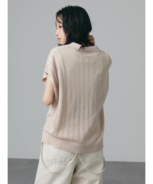 CRAFT STANDARD BOUTIQUE（クラフトスタンダードブティック）の「透かし柄スキッパーニットプルオーバー　＊◆（ニット/セーター・レディース・チャコールグレー/アイボリー/グリーン/マスタード・FREE）」の11枚目の写真