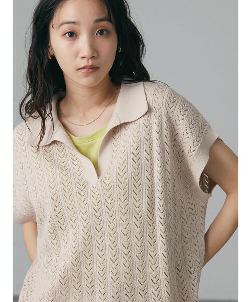 CRAFT STANDARD BOUTIQUE（クラフトスタンダードブティック）の「透かし柄スキッパーニットプルオーバー　＊◆（ニット/セーター・レディース・チャコールグレー/アイボリー/グリーン/マスタード・FREE）」の12枚目の写真