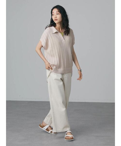 CRAFT STANDARD BOUTIQUE（クラフトスタンダードブティック）の「透かし柄スキッパーニットプルオーバー　＊◆（ニット/セーター・レディース・チャコールグレー/アイボリー/グリーン/マスタード・FREE）」の14枚目の写真