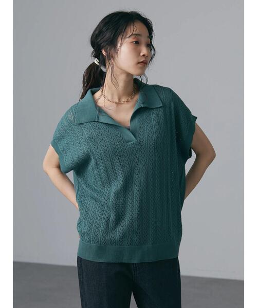 CRAFT STANDARD BOUTIQUE（クラフトスタンダードブティック）の「透かし柄スキッパーニットプルオーバー　＊◆（ニット/セーター・レディース・チャコールグレー/アイボリー/グリーン/マスタード・FREE）」の17枚目の写真
