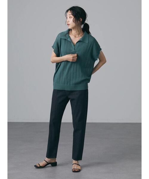 CRAFT STANDARD BOUTIQUE（クラフトスタンダードブティック）の「透かし柄スキッパーニットプルオーバー　＊◆（ニット/セーター・レディース・チャコールグレー/アイボリー/グリーン/マスタード・FREE）」の19枚目の写真