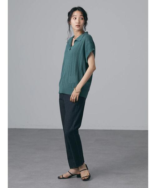 CRAFT STANDARD BOUTIQUE（クラフトスタンダードブティック）の「透かし柄スキッパーニットプルオーバー　＊◆（ニット/セーター・レディース・チャコールグレー/アイボリー/グリーン/マスタード・FREE）」の21枚目の写真