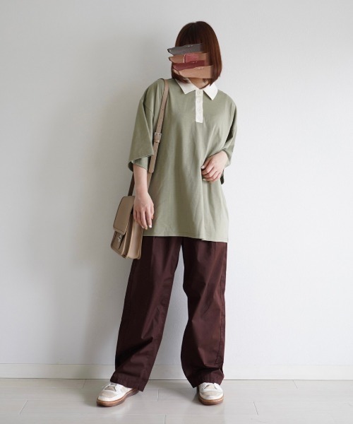 WEGO(ウィゴー)の「WEGO/ルーズシルエットポロTシャツ(ポロシャツ・レディース・ブラウン/カーキ・FREE)」の17枚目の写真