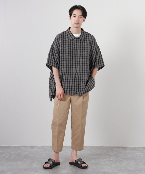 J.S Homestead】10XL リネン チェックシャツ（シャツ/ブラウス