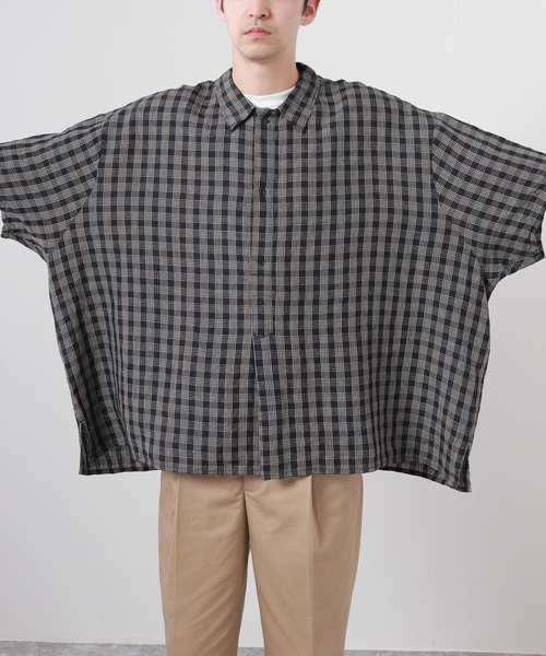 J.S Homestead】10XL リネン チェックシャツ(シャツ/ブラウス J.S Homestead】10XL リネン チェックシャツ(シャツ/ブラウス