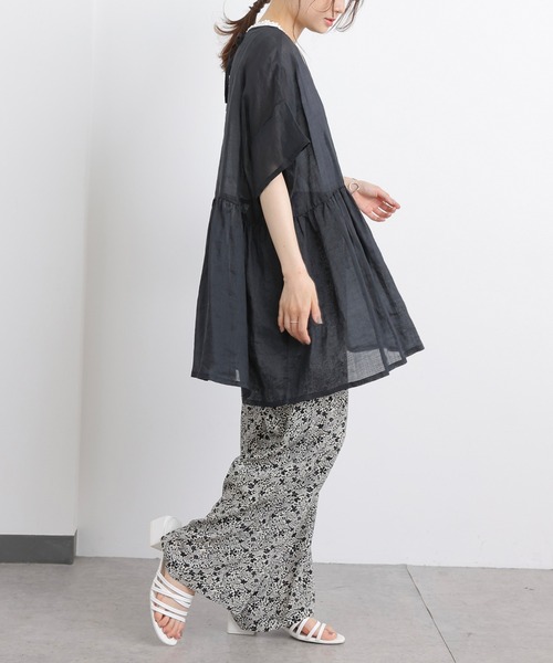 PUAL CE CIN（ピュアルセシン）の「花柄プリントパンツ（その他パンツ・レディース・ブラック/ベージュ/アイボリー・FREE）」の8枚目の写真