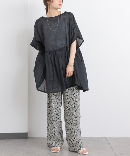 PUAL CE CIN（ピュアルセシン）の「花柄プリントパンツ（その他パンツ・レディース・ブラック/ベージュ/アイボリー・FREE）」の7枚目の写真