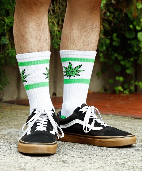 HUF(ハフ)の「HUF/ハフ GREEN BUDDY ATHLETIC SOCK ソックス(ソックス/靴下・メンズ・ホワイト×グリーン/ホワイト×パープル・ONESIZE)」の18枚目の写真