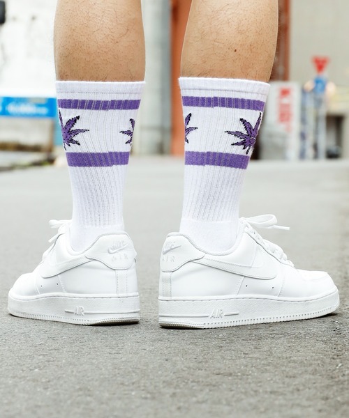 HUF(ハフ)の「HUF/ハフ GREEN BUDDY ATHLETIC SOCK ソックス(ソックス/靴下・メンズ・ホワイト×グリーン/ホワイト×パープル・ONESIZE)」の10枚目の写真