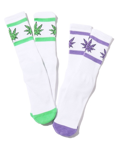 HUF(ハフ)の「HUF/ハフ GREEN BUDDY ATHLETIC SOCK ソックス(ソックス/靴下・メンズ・ホワイト×グリーン/ホワイト×パープル・ONESIZE)」の15枚目の写真