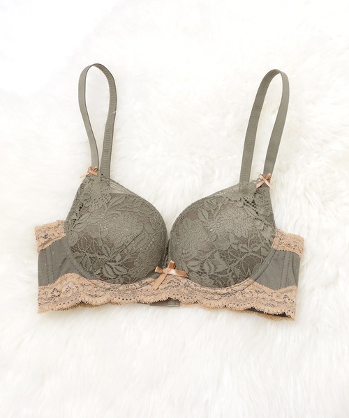 Lace Ladies（レースレディース）の「ノンワイヤー 脇高バイカラー花柄レースブラ＆ショーツ ２点セット（ブラ&ショーツ・レディース・ホワイト/ブラック/グリーン/モカ・85/80/70/75）」の18枚目の写真