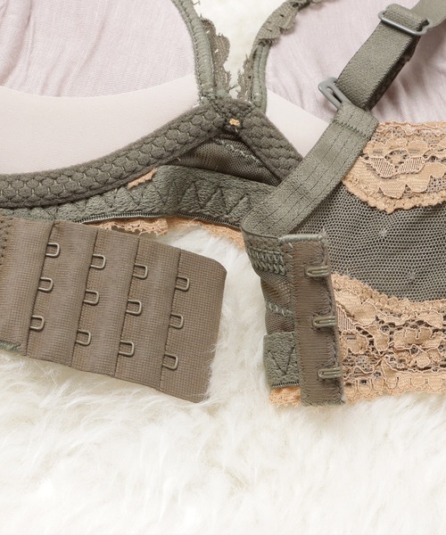 Lace Ladies（レースレディース）の「ノンワイヤー 脇高バイカラー花柄レースブラ＆ショーツ ２点セット（ブラ&ショーツ・レディース・ホワイト/ブラック/グリーン/モカ・85/80/70/75）」の21枚目の写真