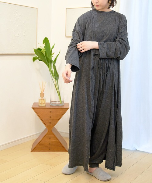   ブラック ルームウェアセット　ラウンジセット GU公式 | ストレッチソフトラウンジセット(長袖&ロングパンツ)