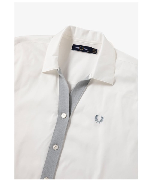 FRED PERRY（フレッドペリー）の「Ribbed Shirt Cardigan（シャツ/ブラウス・レディース・ホワイト/ライトグレー・10）」の16枚目の写真