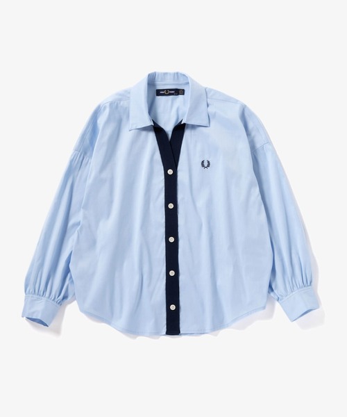 FRED PERRY（フレッドペリー）の「Ribbed Shirt Cardigan（シャツ/ブラウス・レディース・ホワイト/ライトグレー・10）」の18枚目の写真