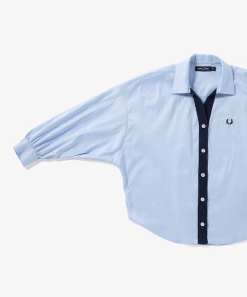 FRED PERRY（フレッドペリー）の「Ribbed Shirt Cardigan（シャツ/ブラウス・レディース・ホワイト/ライトグレー・10）」の20枚目の写真