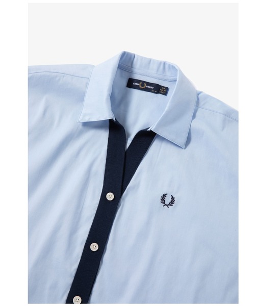 FRED PERRY（フレッドペリー）の「Ribbed Shirt Cardigan（シャツ/ブラウス・レディース・ホワイト/ライトグレー・10）」の21枚目の写真