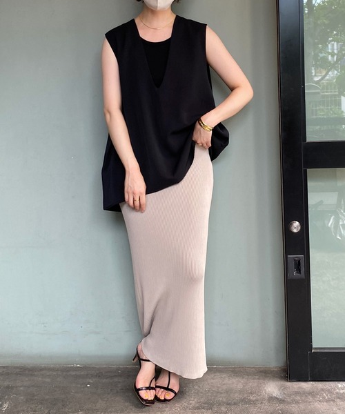 RIVE DROITE（リヴドロワ）の「WEB限定/快適 薄手Vネックベスト（ベスト・レディース・ブラック/グレー・FREE）」の6枚目の写真