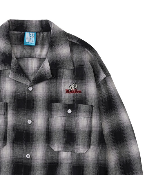 WHO'S WHO gallery(フーズフーギャラリー)の「【BLESS YOU/ブレスユー】ダイスオンブレチェックシャツ(シャツ/ブラウス・メンズ・ブラック/パープル/オレンジ・FREE)」の10枚目の写真
