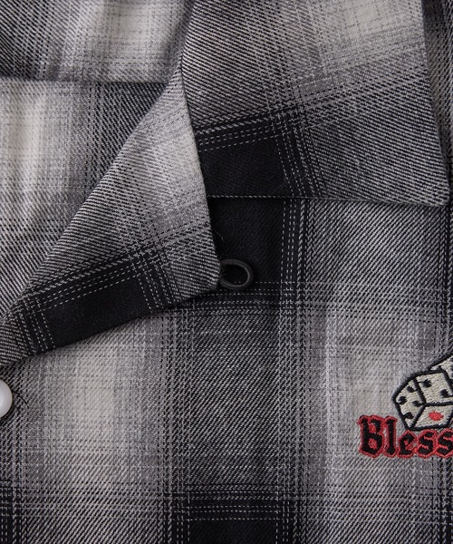 WHO'S WHO gallery(フーズフーギャラリー)の「【BLESS YOU/ブレスユー】ダイスオンブレチェックシャツ(シャツ/ブラウス・メンズ・ブラック/パープル/オレンジ・FREE)」の8枚目の写真