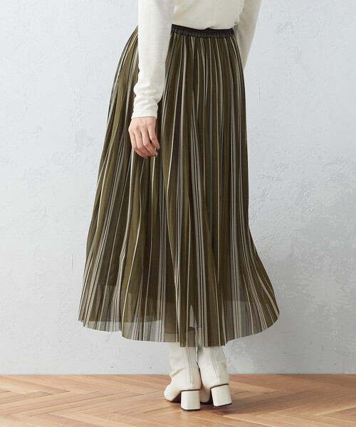 COMME CA ISM(コムサイズム)の「ストライプ チュール プリーツスカート(スカート・レディース・カーキ/チャコール・SMALL/MEDIUM/LARGE)」の22枚目の写真