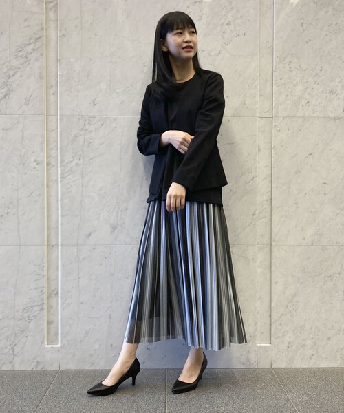 COMME CA ISM(コムサイズム)の「ストライプ チュール プリーツスカート(スカート・レディース・カーキ/チャコール・SMALL/MEDIUM/LARGE)」の18枚目の写真