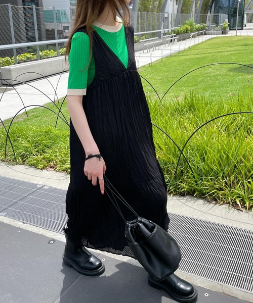 WEGO（ウィゴー）の「WEGO/【一部店限定】ワッシャーロングワンピース（ワンピース・レディース・ブラック/その他1・FREE）」の4枚目の写真