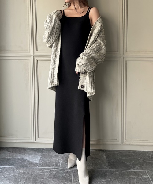 knit Jemade（ニットジェメイド）の「ニットタイトキャミワンピース（ワンピース・レディース・カーキ/ブラック/ブラウン・FREE）」の7枚目の写真