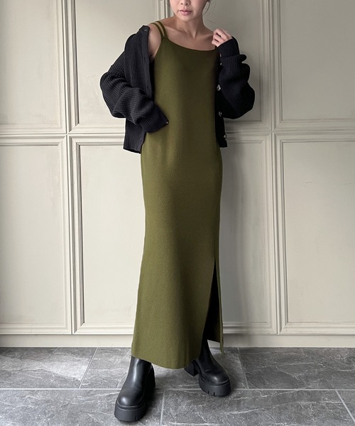 knit Jemade（ニットジェメイド）の「ニットタイトキャミワンピース（ワンピース・レディース・カーキ/ブラック/ブラウン・FREE）」の13枚目の写真