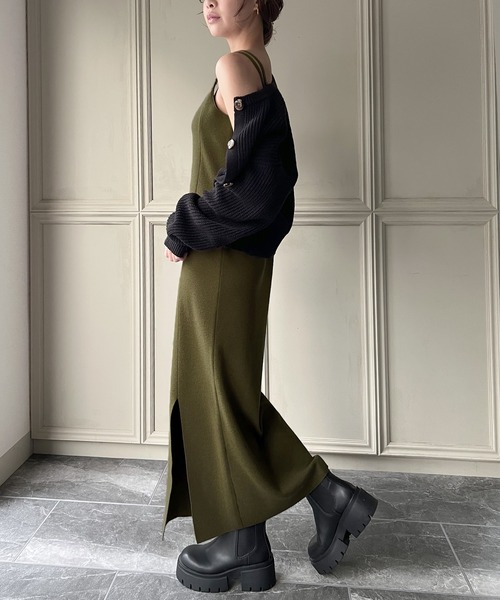 knit Jemade（ニットジェメイド）の「ニットタイトキャミワンピース（ワンピース・レディース・カーキ/ブラック/ブラウン・FREE）」の14枚目の写真