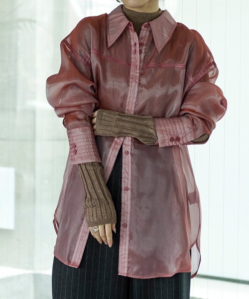 配色ステッチシアーシャツ（シャツ/ブラウス）｜Ezick（エジック）の