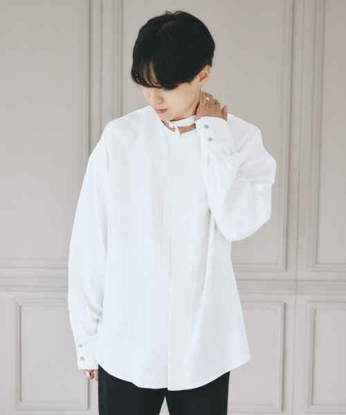 EDEL(エーデル)の「EDEL - コリアンカラールーズシャツ(シャツ/ブラウス・メンズ・ホワイト/ブラック・MEDIUM/LARGE)」の10枚目の写真