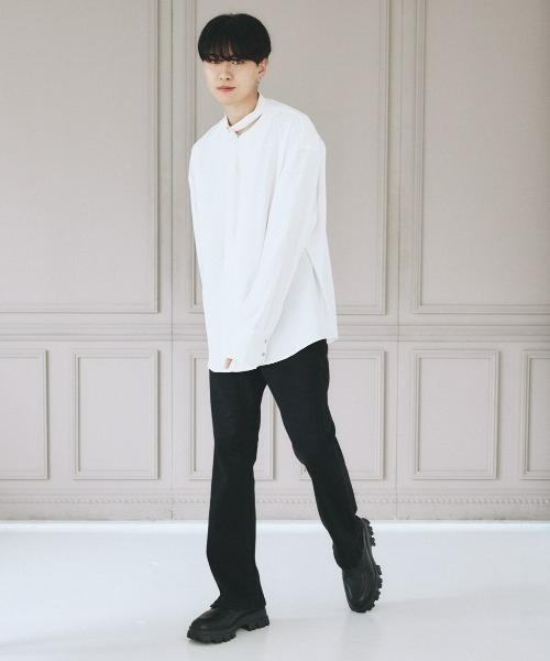 EDEL(エーデル)の「EDEL - コリアンカラールーズシャツ(シャツ/ブラウス・メンズ・ホワイト/ブラック・MEDIUM/LARGE)」の3枚目の写真