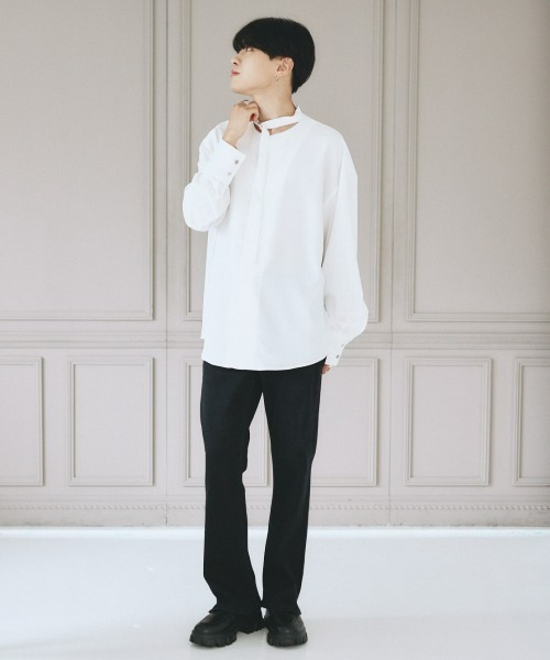 EDEL(エーデル)の「EDEL - コリアンカラールーズシャツ(シャツ/ブラウス・メンズ・ホワイト/ブラック・MEDIUM/LARGE)」の11枚目の写真