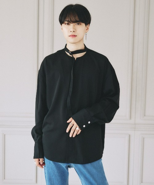 EDEL(エーデル)の「EDEL - コリアンカラールーズシャツ(シャツ/ブラウス・メンズ・ホワイト/ブラック・MEDIUM/LARGE)」の18枚目の写真