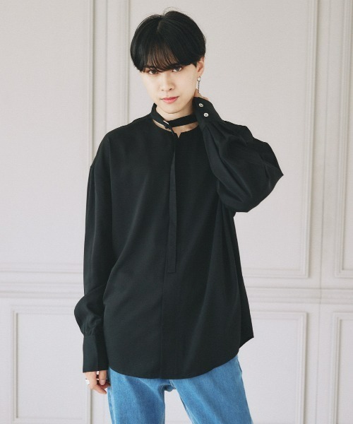 EDEL(エーデル)の「EDEL - コリアンカラールーズシャツ(シャツ/ブラウス・メンズ・ホワイト/ブラック・MEDIUM/LARGE)」の12枚目の写真