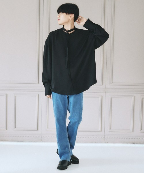 EDEL(エーデル)の「EDEL - コリアンカラールーズシャツ(シャツ/ブラウス・メンズ・ホワイト/ブラック・MEDIUM/LARGE)」の19枚目の写真