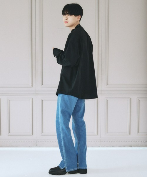 EDEL(エーデル)の「EDEL - コリアンカラールーズシャツ(シャツ/ブラウス・メンズ・ホワイト/ブラック・MEDIUM/LARGE)」の5枚目の写真