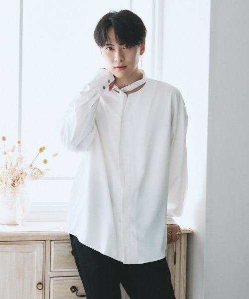 EDEL(エーデル)の「EDEL - コリアンカラールーズシャツ(シャツ/ブラウス・メンズ・ホワイト/ブラック・MEDIUM/LARGE)」の13枚目の写真