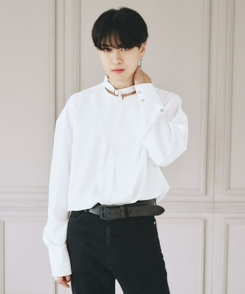 EDEL(エーデル)の「EDEL - コリアンカラールーズシャツ(シャツ/ブラウス・メンズ・ホワイト/ブラック・MEDIUM/LARGE)」の7枚目の写真