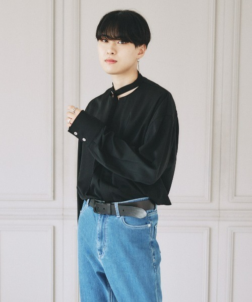 EDEL(エーデル)の「EDEL - コリアンカラールーズシャツ(シャツ/ブラウス・メンズ・ホワイト/ブラック・MEDIUM/LARGE)」の8枚目の写真