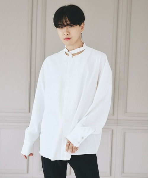 EDEL(エーデル)の「EDEL - コリアンカラールーズシャツ(シャツ/ブラウス・メンズ・ホワイト/ブラック・MEDIUM/LARGE)」の9枚目の写真