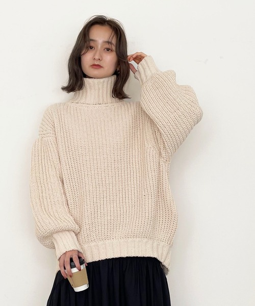 CLEIO（クレイオ）の「【CLEIO】モールヤーンタートルネックニット（ニット/セーター・レディース・ブラック/ピンク/ライトグリーン/アイボリー・FREE）」の5枚目の写真