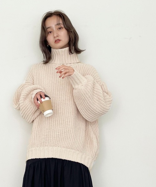CLEIO（クレイオ）の「【CLEIO】モールヤーンタートルネックニット（ニット/セーター・レディース・ブラック/ピンク/ライトグリーン/アイボリー・FREE）」の12枚目の写真